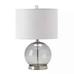 Kirklands Home Table Lamps|Gray Glass Globe Table Lamp White