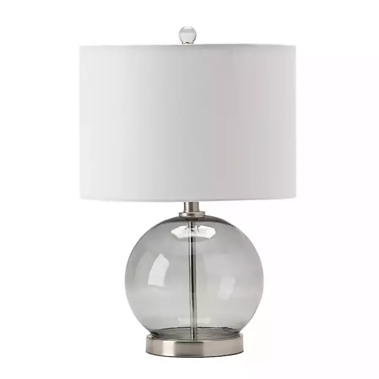 Kirklands Home Table Lamps|Gray Glass Globe Table Lamp White