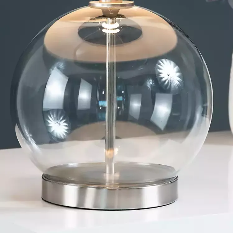 Kirklands Home Table Lamps|Gray Glass Globe Table Lamp White