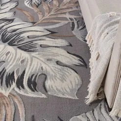Kirklands Home Area Rugs|Gray Grand Leaf Coastal Area Rug, 7x9