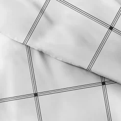 Kirklands Home Duvets|Gray Grid Plaid 3-pc. Micro King Duvet Cover Set