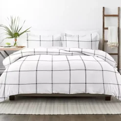 Kirklands Home Duvets|Gray Grid Plaid 3-pc. Micro Queen Duvet Cover Set