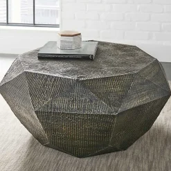 Kirklands Home Coffee Tables|Gray Hand-Stamped Iron Octagonal Coffee Table