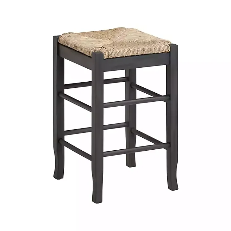 Kirklands Home Bar Stools & Counter Height Stools|Handwoven Square Wooden Counter Stool Gray