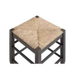 Kirklands Home Bar Stools & Counter Height Stools|Handwoven Square Wooden Counter Stool Gray