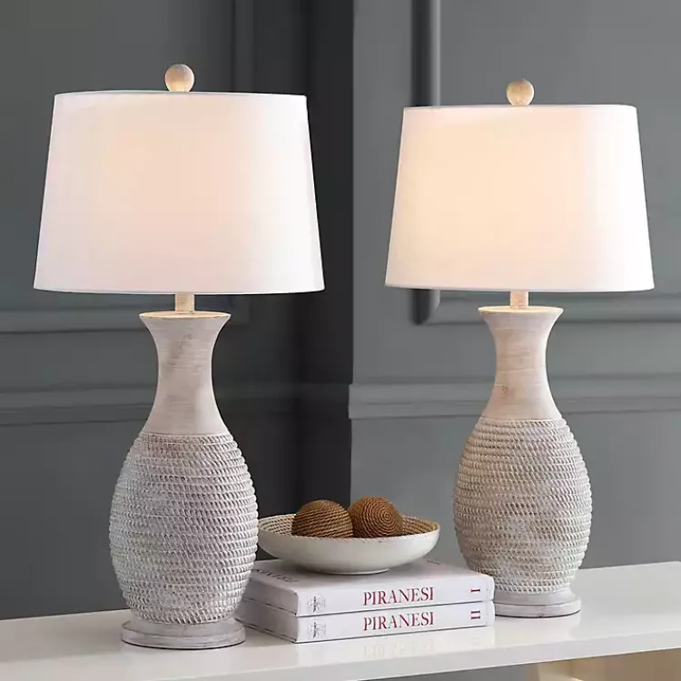 Kirklands Home Table Lamps|Gray Jug Base Table Lamps, Set of 2 White