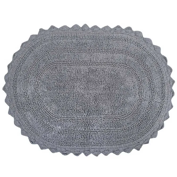 Kirklands Home Bathroom Rugs|Large Crochet Oval Bath Mat Gray