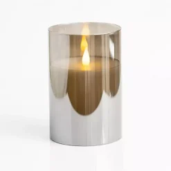 Online LED Soft Flame Glass Pillar Candle, 3x6 in. Flameless Candles