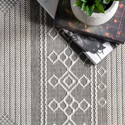 Kirklands Home Outdoor Rugs|Gray Lee Global Stripes Outdoor Area Rug, 5x8