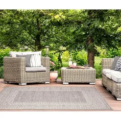 Kirklands Home Outdoor Rugs|Leopard Border Outdoor Area Rug, 5x7 Gray