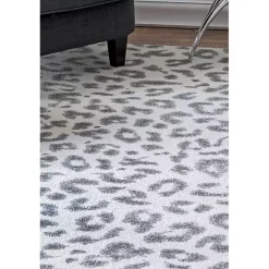 Kirklands Home Area Rugs|Leopard Print Area Rug, 5x7 Gray