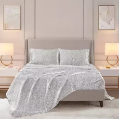 Kirklands Home Bed Sheets|Gray Leopard Print Satin 3-pc. Twin Sheet Set