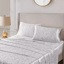 Kirklands Home Bed Sheets|Gray Leopard Satin King 2-pc. Pillow Case Set