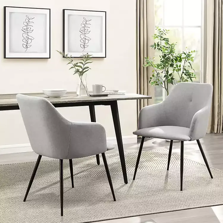 Kirklands Home Dining Chairs|Lily Upholstered Dining Chairs, Set of 2 Gray