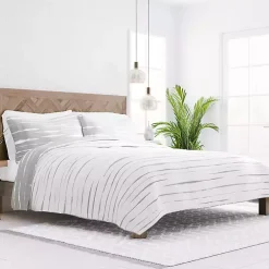 Kirklands Home Quilts|Gray Linear Reversible 3-pc. King Quilt Set