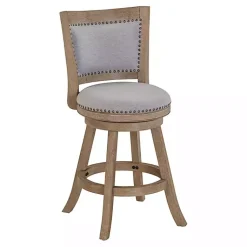 Kirklands Home Bar Stools & Counter Height Stools|Linen and Driftwood Swivel Counter Stool Gray