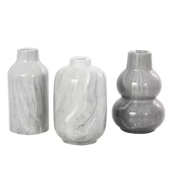 Outlet Marble Finish Ceramic Vases, Set of 3 Vases