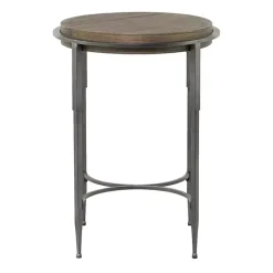 Kirklands Home Accent & End Tables|Metal & Wood Round Accent Table Gray
