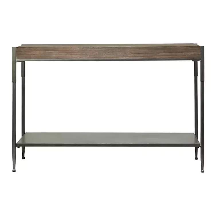 Kirklands Home Console Tables|Gray Metal and Wood Console Table
