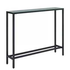 Kirklands Home Console Tables|Metal Mirrored Top Slim Console Table Gray