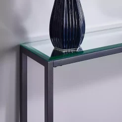 Kirklands Home Console Tables|Metal Mirrored Top Slim Console Table Gray