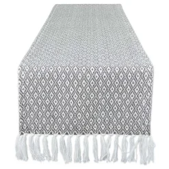 Kirklands Home Table Linens|Mini Diamond Fringe End Table Runner, 108 in. Gray