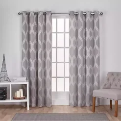 Kirklands Home Curtains & Drapes|Monte Curtain Panel Set, 84 in. Gray