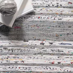 Kirklands Home Area Rugs|Gray Mottled Stripe Tassel Area Rug, 9x12