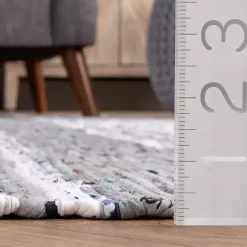 Kirklands Home Area Rugs|Gray Mottled Stripe Tassel Area Rug, 9x12