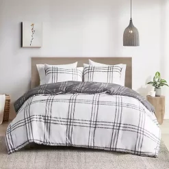 Kirklands Home Comforters|Gray Plaid Dayton 3-pc. King Comforter Set