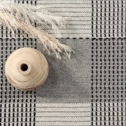 Kirklands Home Area Rugs|Plaid Emily Henderson x RugsUSA Area Rug, 4x6 Gray