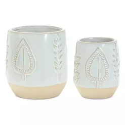 Kirklands Home Planters|Gray Porcelain Leaf Decorative Pots, Set of 2
