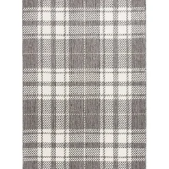 Kirklands Home Outdoor Rugs|Priya Plaid Indoor/Outdoor Area Rug, 5x7 Gray