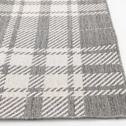 Kirklands Home Outdoor Rugs|Priya Plaid Indoor/Outdoor Area Rug, 5x7 Gray