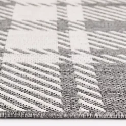 Kirklands Home Outdoor Rugs|Priya Plaid Indoor/Outdoor Area Rug, 7x9 Gray