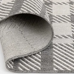Kirklands Home Outdoor Rugs|Priya Plaid Indoor/Outdoor Area Rug, 7x9 Gray