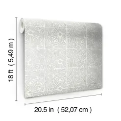 Kirklands Home Wall Murals & Wallpaper|Provincial Tiles Peel & Stick Wallpaper Gray