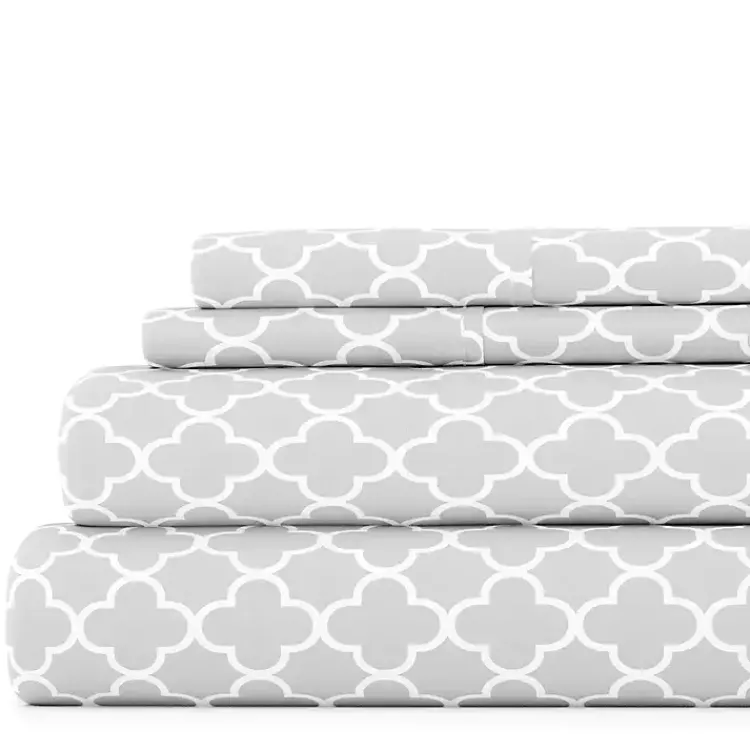 Kirklands Home Bed Sheets|Quatrefoil 4-pc. Full Sheet Set Gray