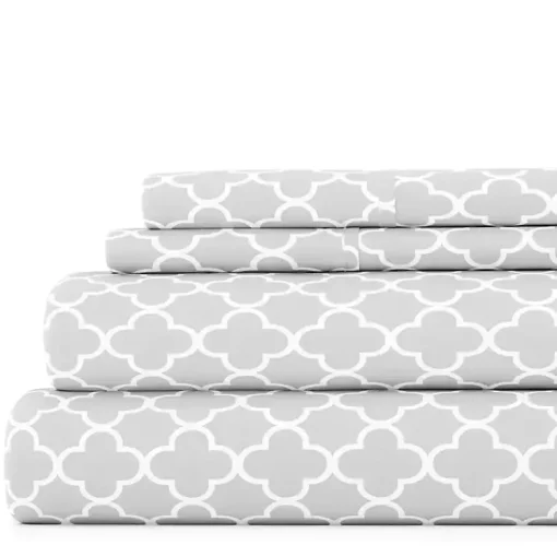 Kirklands Home Bed Sheets|Quatrefoil 3-pc. Twin Sheet Set Gray