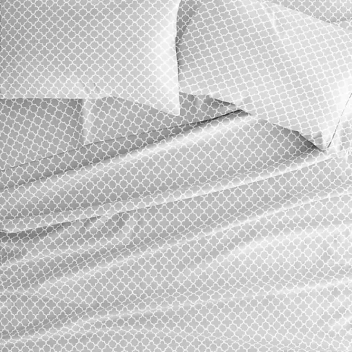 Kirklands Home Bed Sheets|Quatrefoil 3-pc. Twin Sheet Set Gray