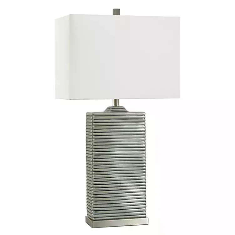 Kirklands Home Table Lamps|Ribbed Ceramic Rectangular Table Lamp Gray