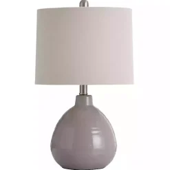Kirklands Home Table Lamps|Gray Ribbed Ceramic Table Lamp Ivory