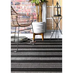 Kirklands Home Outdoor Rugs|Gray Robin Stripe Outdoor Rug, 5x8