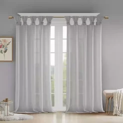Kirklands Home Curtains & Drapes|Rosette Tab Top Curtain Panel, 63 in. Gray