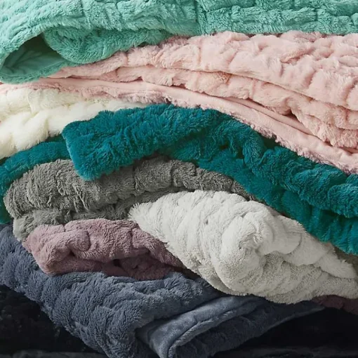 Ruched Faux Fur Throw Blankets & Throws