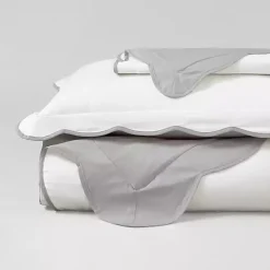 Kirklands Home Duvets|Gray Scallop Edge 3-pc. Full/Queen Duvet Cover Set