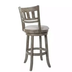 Kirklands Home Bar Stools & Counter Height Stools|Slatted Back Upholstered Swivel Bar Stool Gray