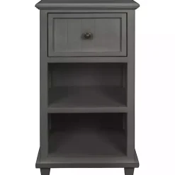 Kirklands Home Accent & End Tables|Slim Wooden 2-Shelf Side Table Gray