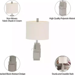 Kirklands Home Table Lamps|Gray Stacked Blocks Table Lamp Ivory