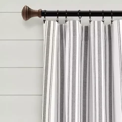 Kirklands Home Curtains & Drapes|Stripe Farmhouse Curtain Panel Set, 95 in. Gray